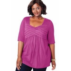 ❤️Jessica London cris cross pleated front top